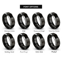 font options for inside engraving on black & gray maltese cross hydrant rings