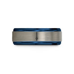 unique presents for him – black & blue & grey tungsten pendulum wedding band