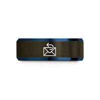 best presents for guys – gunmetal & blue tungsten sender mark wedding band