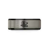 unique presents for him – black & blue & grey tungsten space telescope wedding band