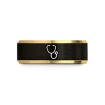 cool presents for men – black & gold tungsten stethoscope wedding band