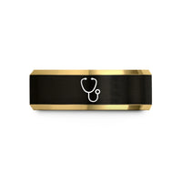 cool presents for men – black & gold tungsten stethoscope wedding band