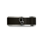 unique birthday presents men – black & silver tungsten stethoscope wedding band