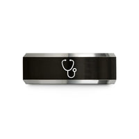 unique birthday presents men – black & silver tungsten stethoscope wedding band