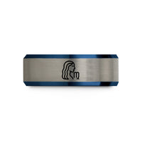 birthday presents for him – black & blue & grey tungsten virgo wedding band