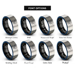 font options for inside engraving on black & blue & grey man o war rings
