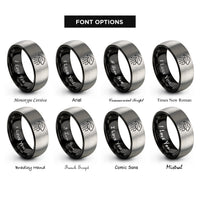 font options for inside engraving on black & silver man o war rings