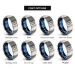 font options for inside engraving on blue & silver man overboard rings