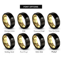 font options for inside engraving on black & gold mandala egg rings