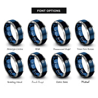 font options for inside engraving on blue & grey mandala eight petals rings