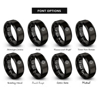 font options for inside engraving on black mandala sun rings