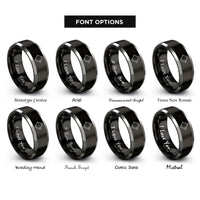 font options for inside engraving on black & gray mandelbrot set rings
