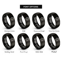 font options for inside engraving on black mandelbrot set rings
