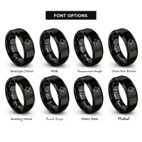 font options for inside engraving on black mandelbrot set rings