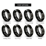 font options for inside engraving on black & silver mandolin rings
