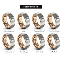 font options for inside engraving on rose gold & grey mandrake root rings