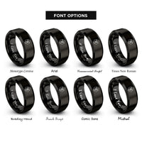 font options for inside engraving on black mandrill rings