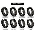 font options for inside engraving on black & silver mango rings
