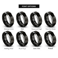 font options for inside engraving on black & silver mango rings