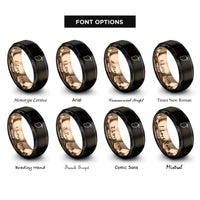 font options for inside engraving on black & rose gold mango rings