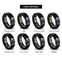 font options for inside engraving on gunmetal & blue manhattan bridge rings