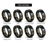 font options for inside engraving on gunmetal & blue manhattan bridge rings