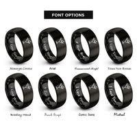 font options for inside engraving on black manhattan cherry rings