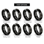 font options for inside engraving on black & silver manicure hand rings