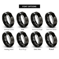 font options for inside engraving on black & silver manicure hand rings