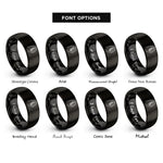 font options for inside engraving on black manicure hand rings
