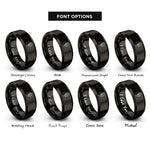 font options for inside engraving on black manicure hand rings