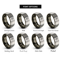 font options for inside engraving on gunmetal & silver manicure hand rings