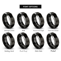font options for inside engraving on black & gray manitoba rings