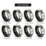 font options for inside engraving on black & grey manitoba rings