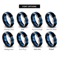 font options for inside engraving on blue & gray manometer rings