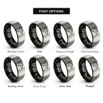 font options for inside engraving on black & grey manta ray rings