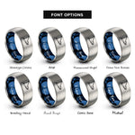 font options for inside engraving on blue & silver manta ray rings