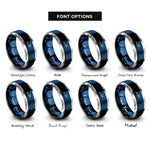 font options for inside engraving on blue & silver manta ray rings