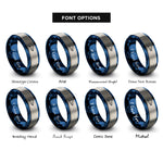 font options for inside engraving on blue & grey manta ray rings