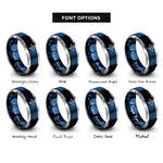 font options for inside engraving on blue & grey manta ray rings
