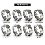 font options for inside engraving on gray manta ray rings