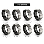 font options for inside engraving on black & grey manta ray surf rings