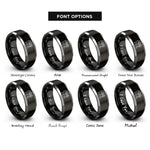 font options for inside engraving on black & grey manticore rings