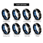 font options for inside engraving on black & blue & grey mantis stance rings