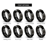 font options for inside engraving on black & gray manual shift knob rings