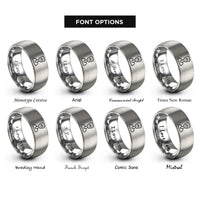 font options for inside engraving on gray manual shift knob rings