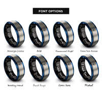 font options for inside engraving on black & blue & grey map anchor rings