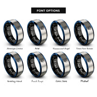 font options for inside engraving on black & blue & silver map anchor rings