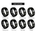 font options for inside engraving on black map grid ticks rings