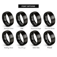 font options for inside engraving on black map grid ticks rings